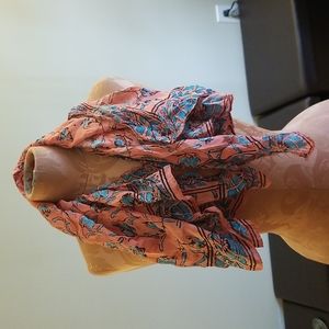 Pink and blue flower scarf